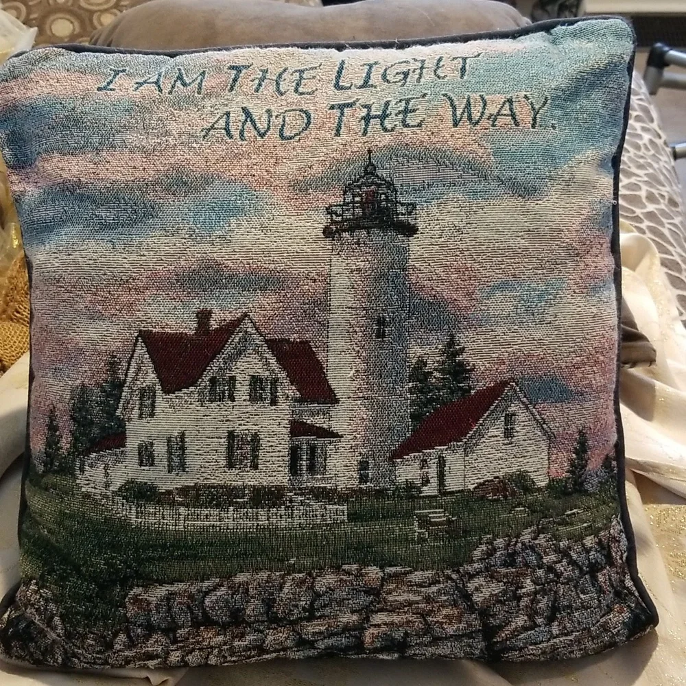 I Am The Light And The Way Tapestry Lighthouse Accent Pillow